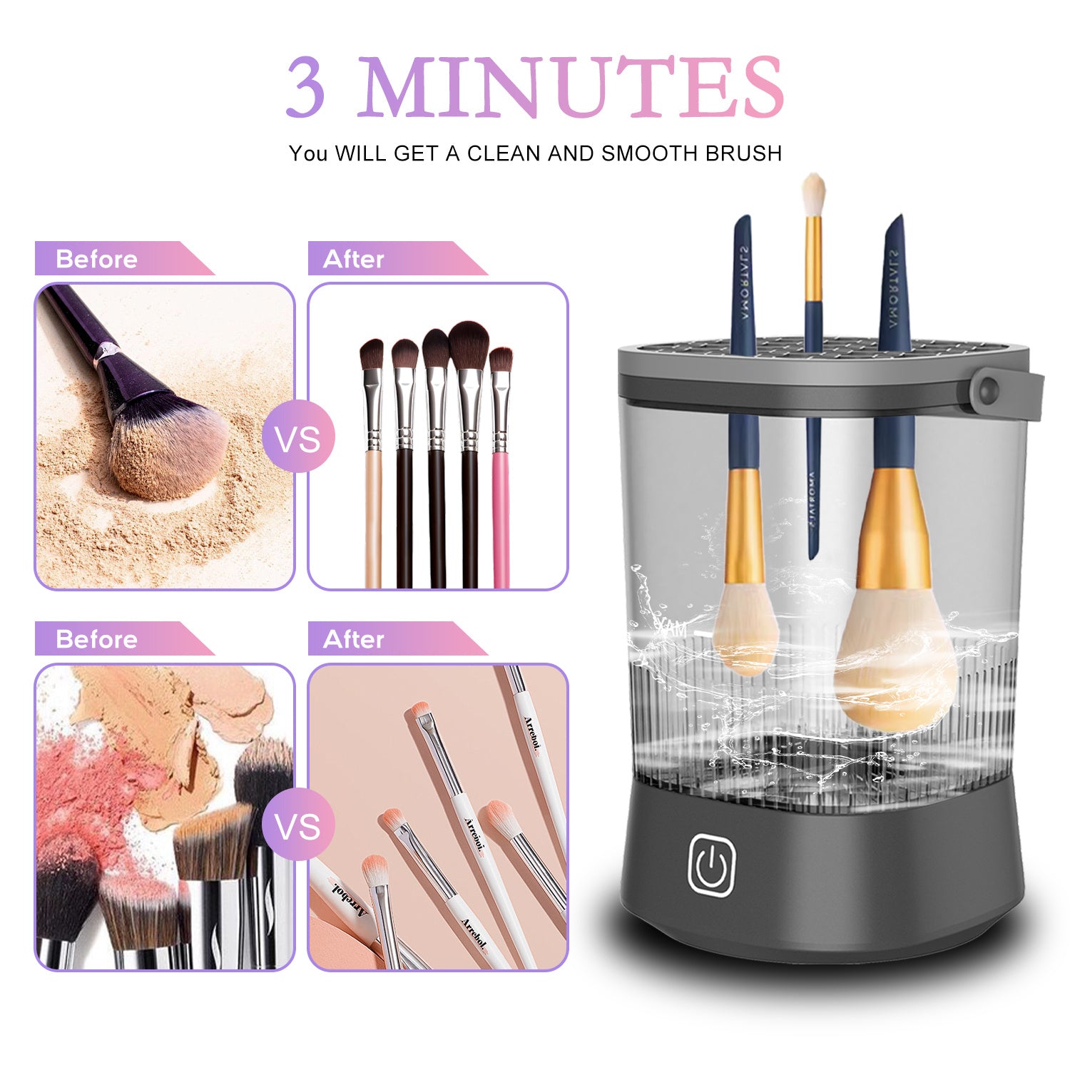 Electric Makeup Brush Cleaner - 9000 RPM